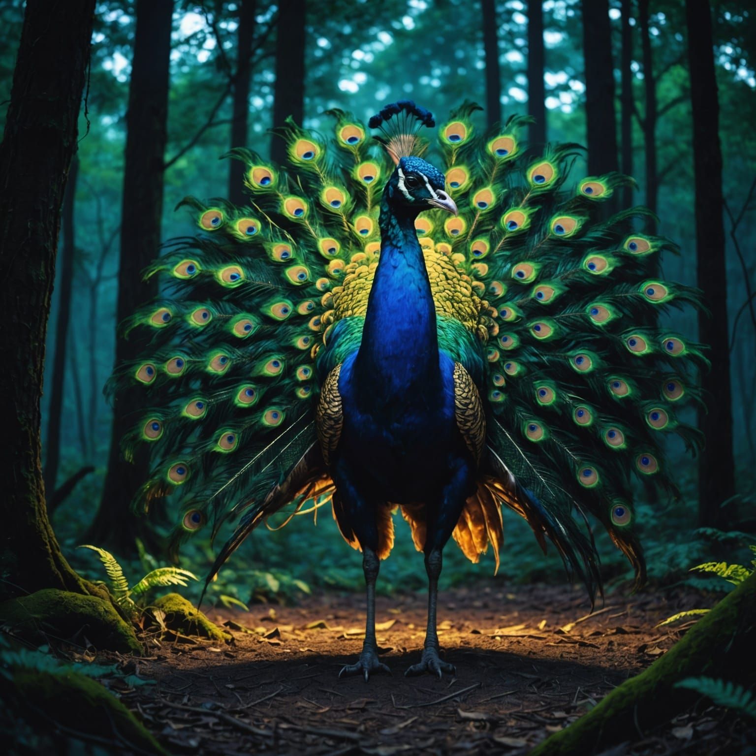 Ethereal Spirit God of Nature in a Midnight Forest