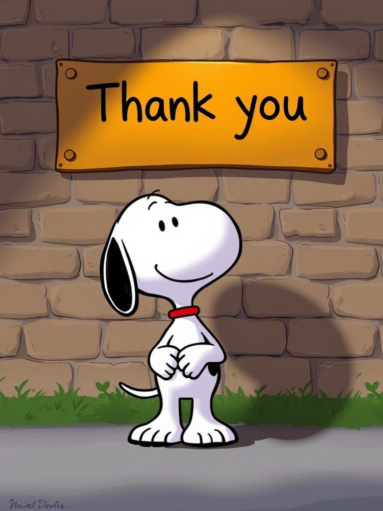 4 Images (3): Snoopy; Thank you.