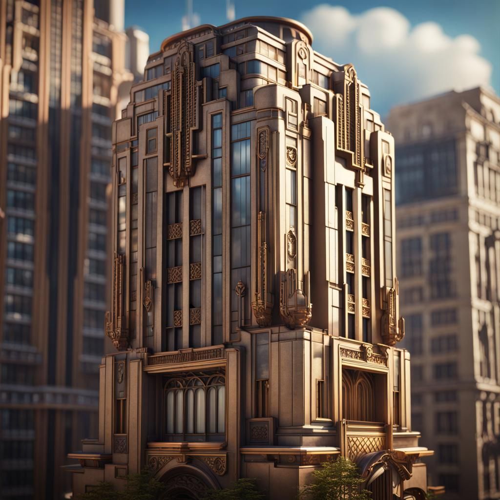Art Deco Highrise Building in Detailed Matte Painting