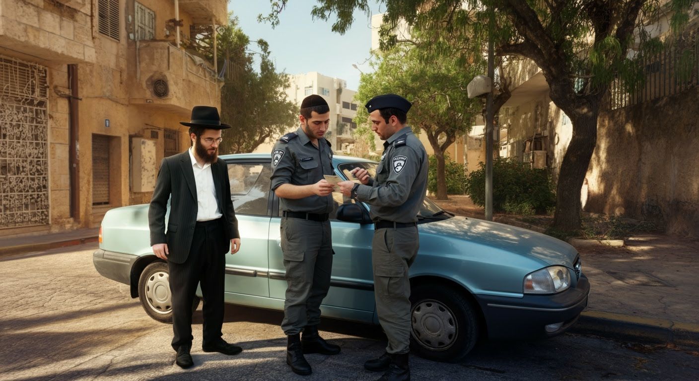 Israeli Police Checkpoint in Digital Comic Style