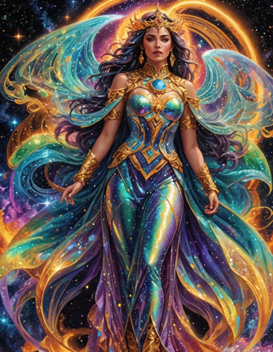 Chimera Girl: Holographic Astral Cosmic Illustration