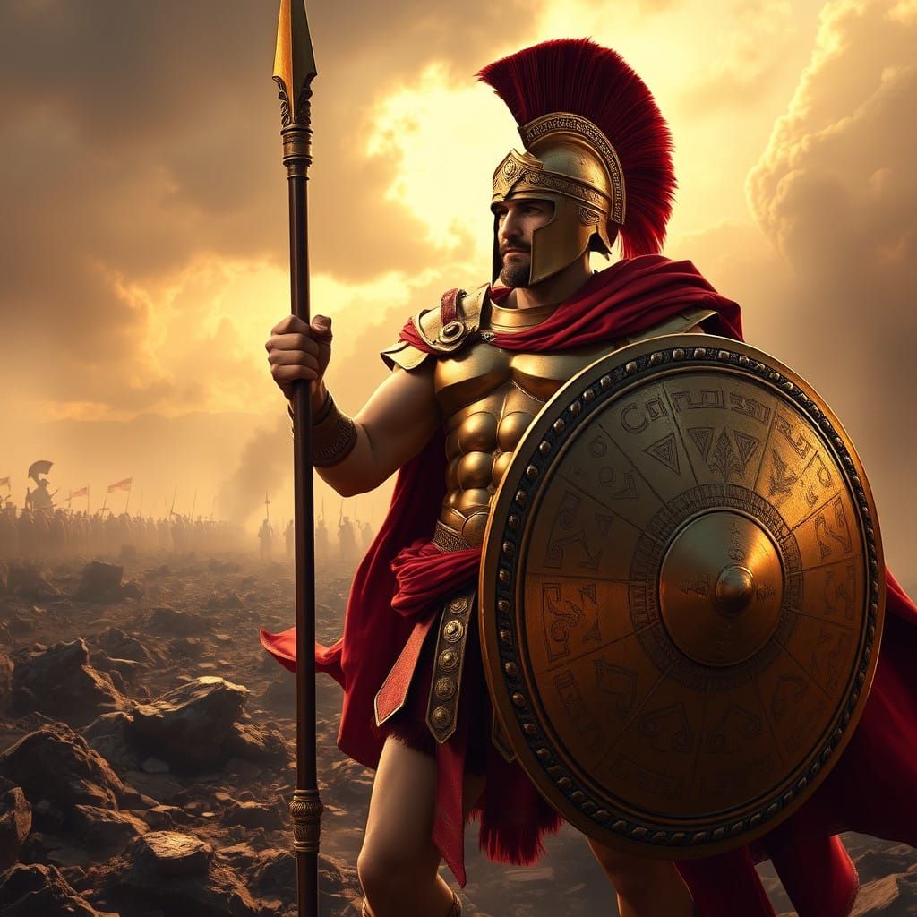 Legendary Spartan Warrior in Golden Armor