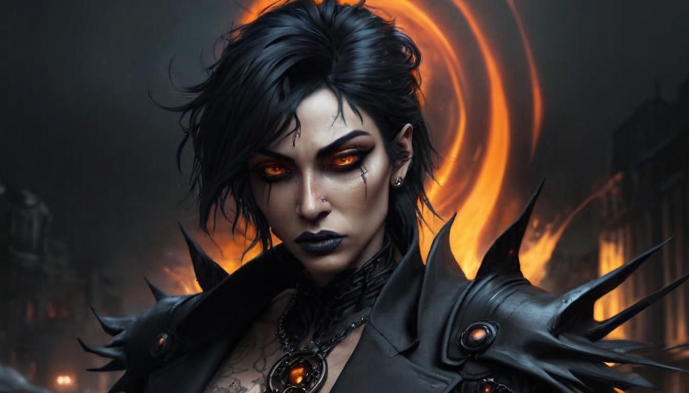 Sinister Androgynous Firestarter Portrait in the City