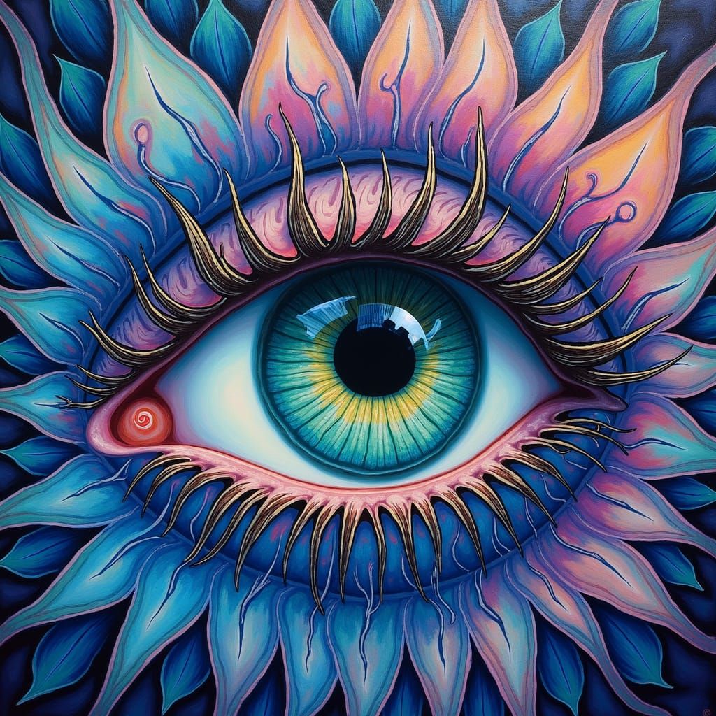 Kaleidoscopic Eye: A Surreal Oil Painting