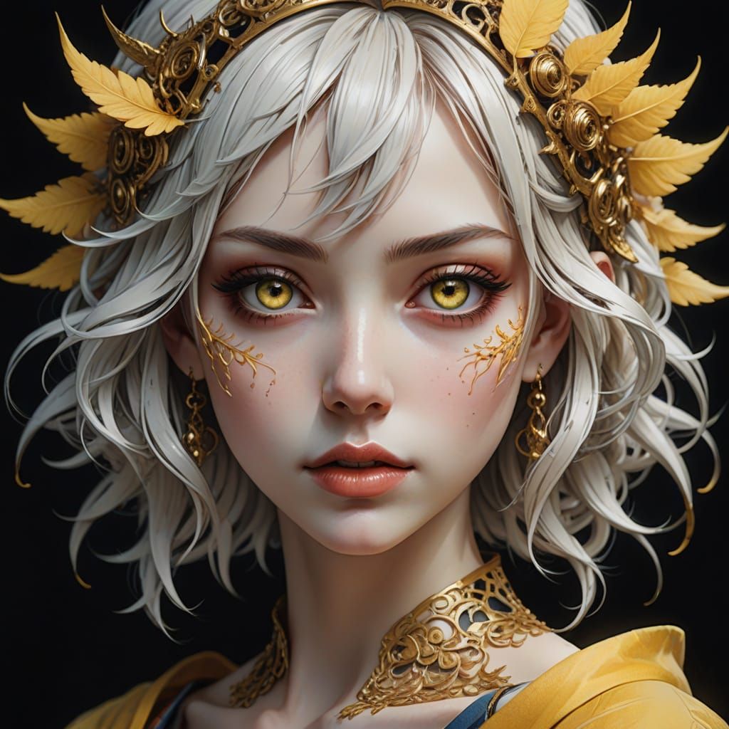 Anime-Inspired Watercolor Portrait of a Flawless Female Face