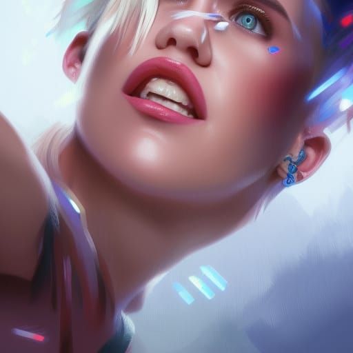 Miley Cyrus Portrait in Hyperdetailed Digital Art Style