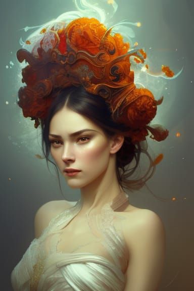 Woman with Fire Eyes: Hyperdetailed Digital Art