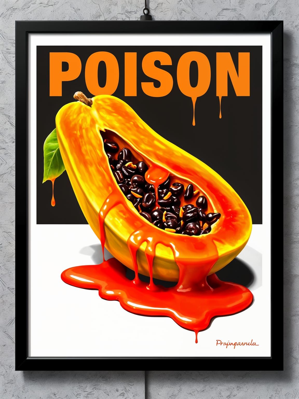 Vibrant Papaya Propaganda Poster in Retro Style