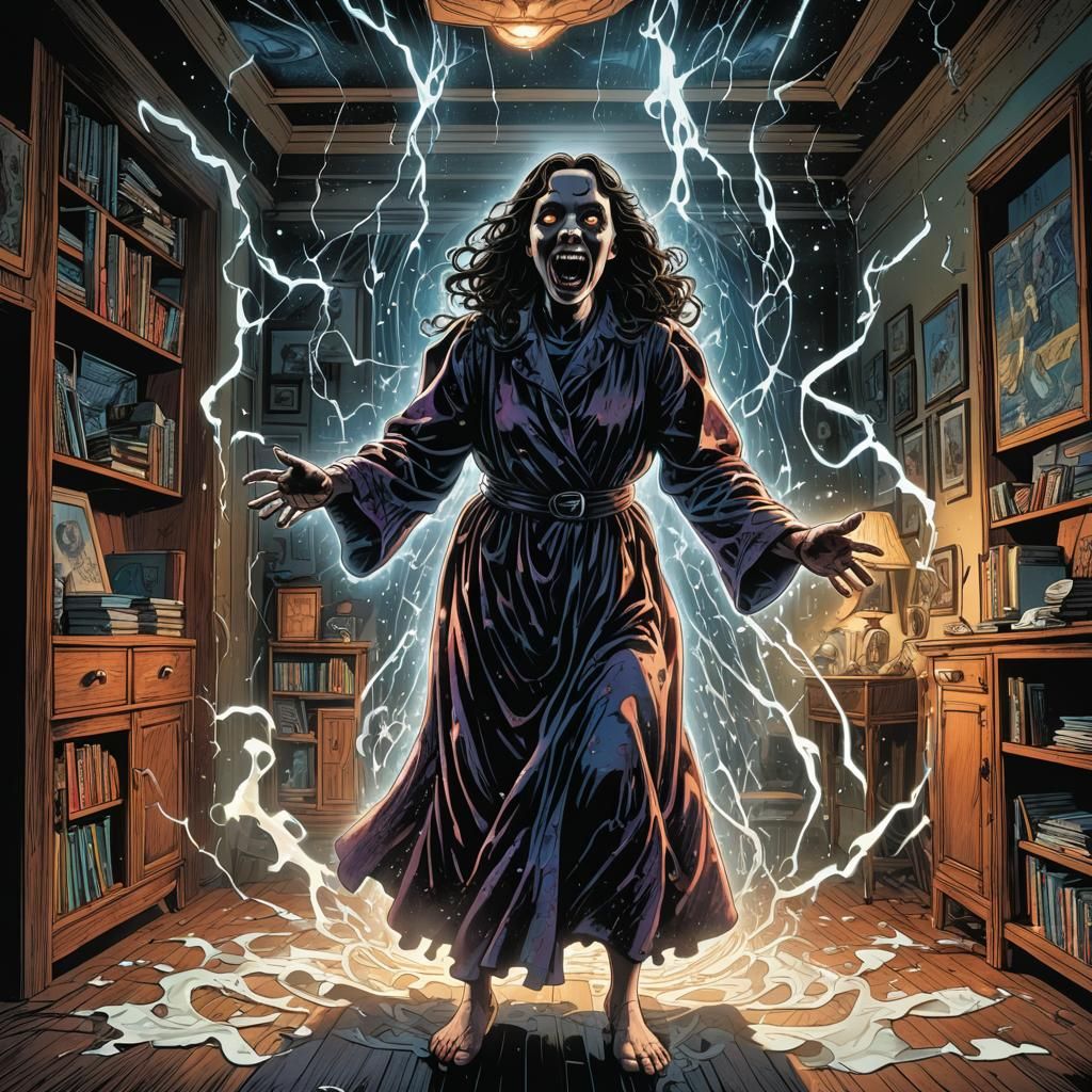 Eerie Poltergeist in Comic Book Style