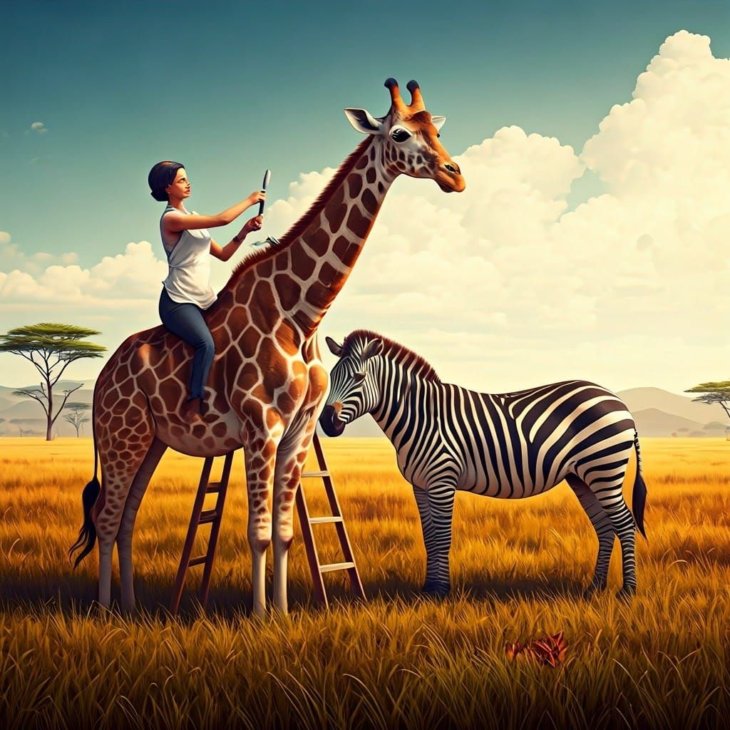Hairdresser in the Savannah Cuts Giraffe Hair