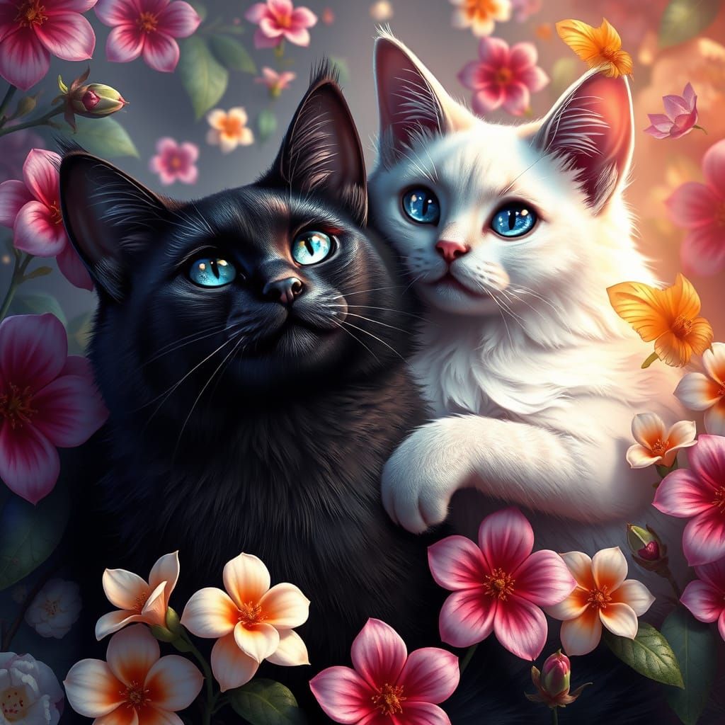 Majestic Cats in Dreamlike 3D Anime Art