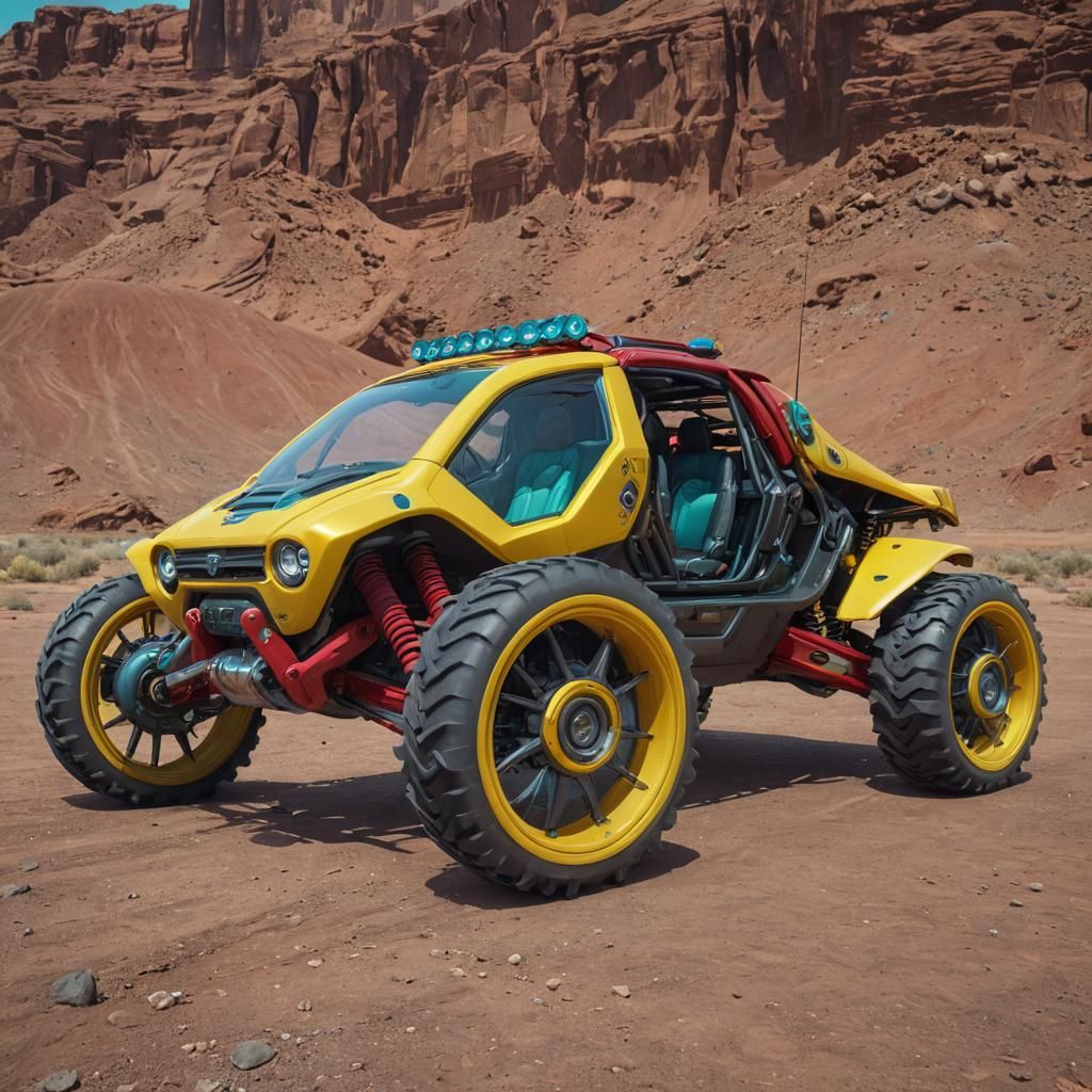 Cyberpunk Bubble Buggy in Futuristic Setting