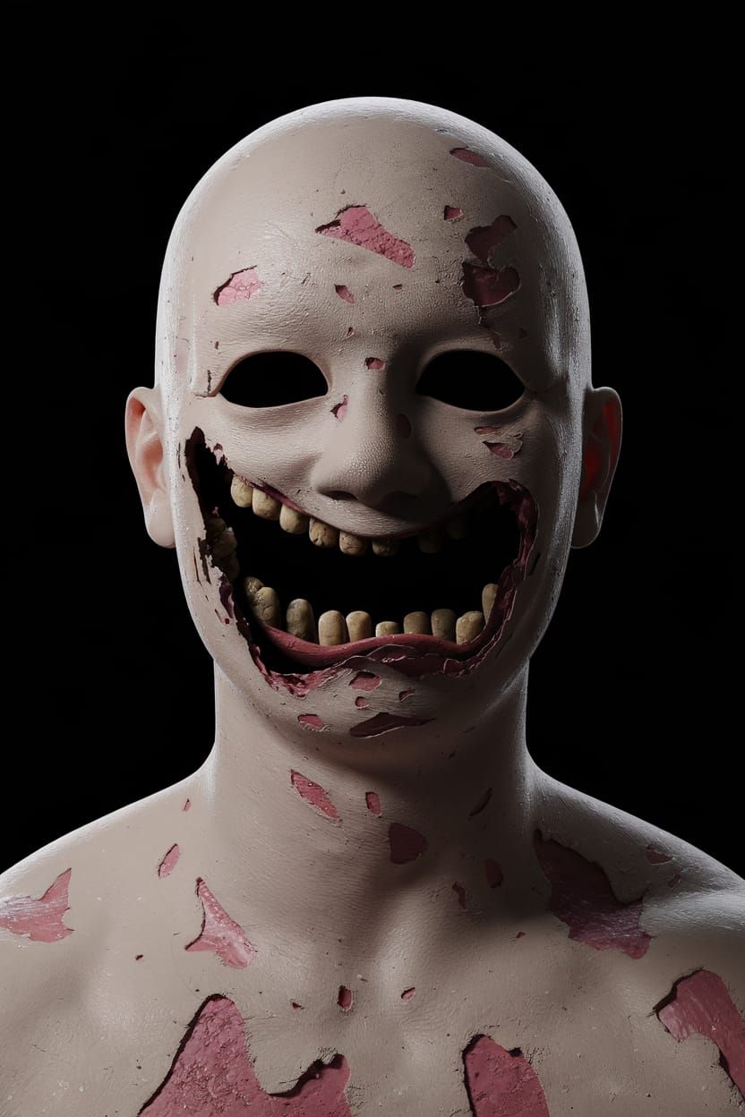 Surreal Uncanny Face in the Dark: Minimalist Art