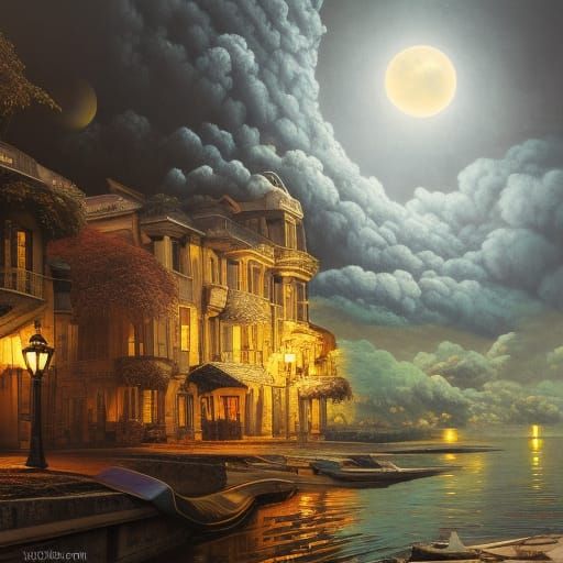 Surreal Landscape Painting with Dynamic Lighting