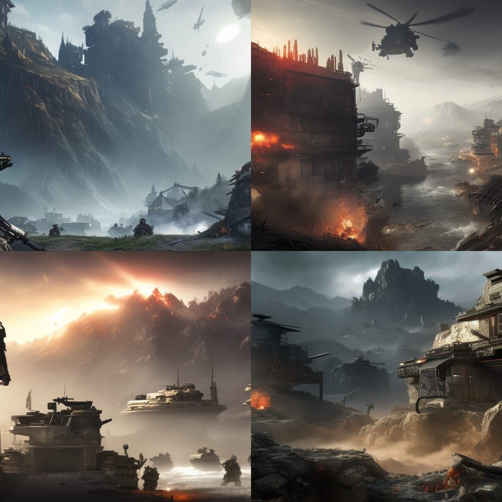 Warzone Ending: Detailed Matte Painting in Deep Color