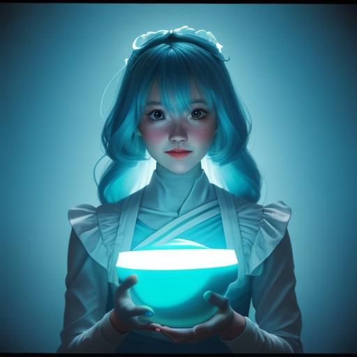 Lovely Baby Doll in Fluorescent Blue Light