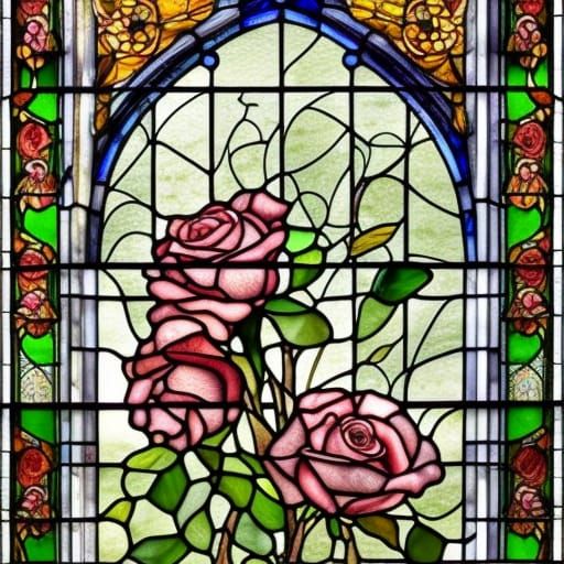 Hyperdetailed Stained Glass Rose Window