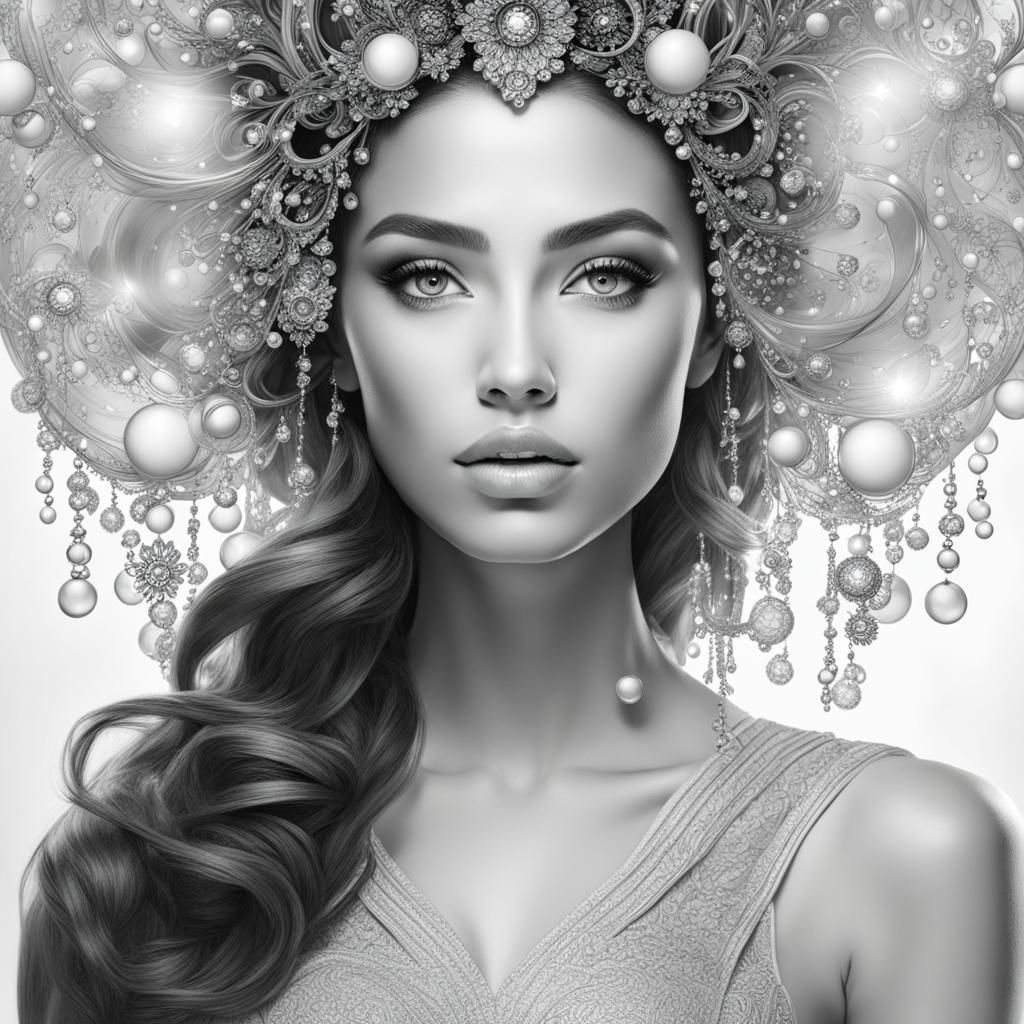 Dreamy Coloring Page of a Beautiful Woman