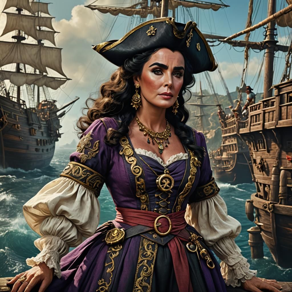 Elizabeth Taylor as Pirate: Detailed Matte Painting