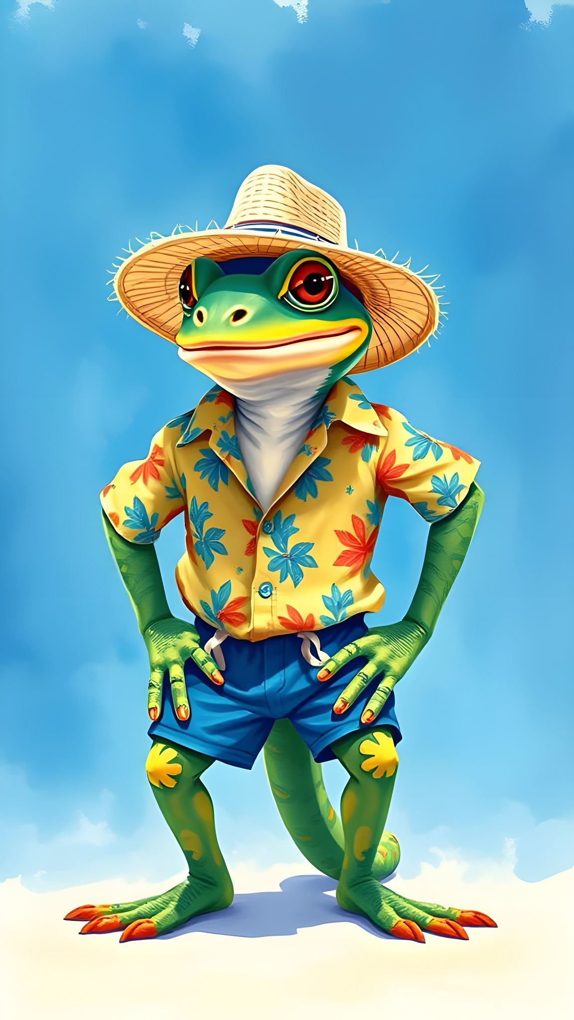 Geico Gecko's Gouache-Style Hawaiian Holiday
