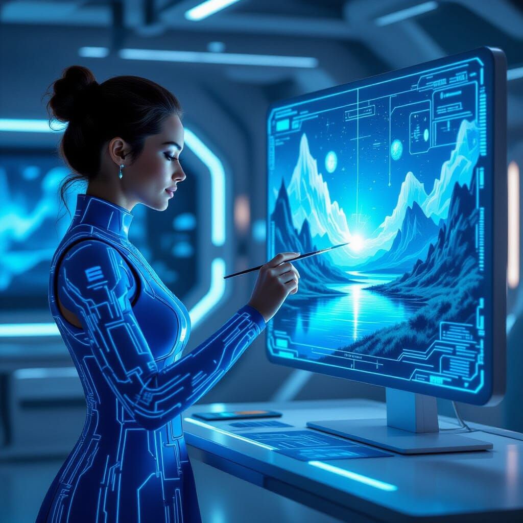 Cortana Paints Alien Landscape in Futuristic Studio