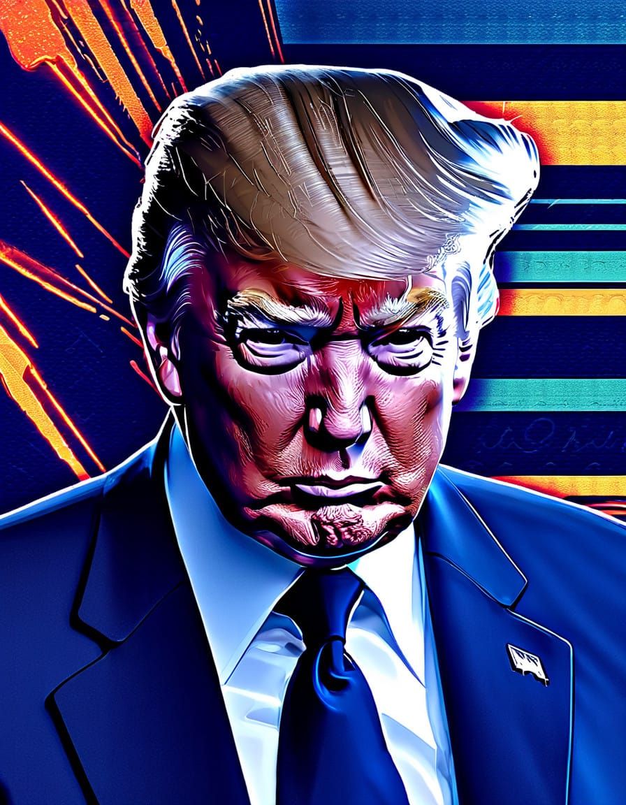 Dynamic Donald Trump Portrait in Hyperdetailed Style