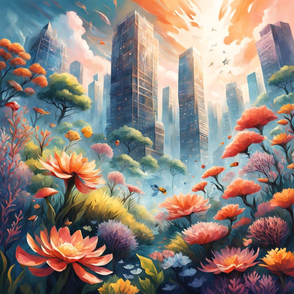 Harmonious Blend of Fantasy Realms in Vibrant, Realistic Col...