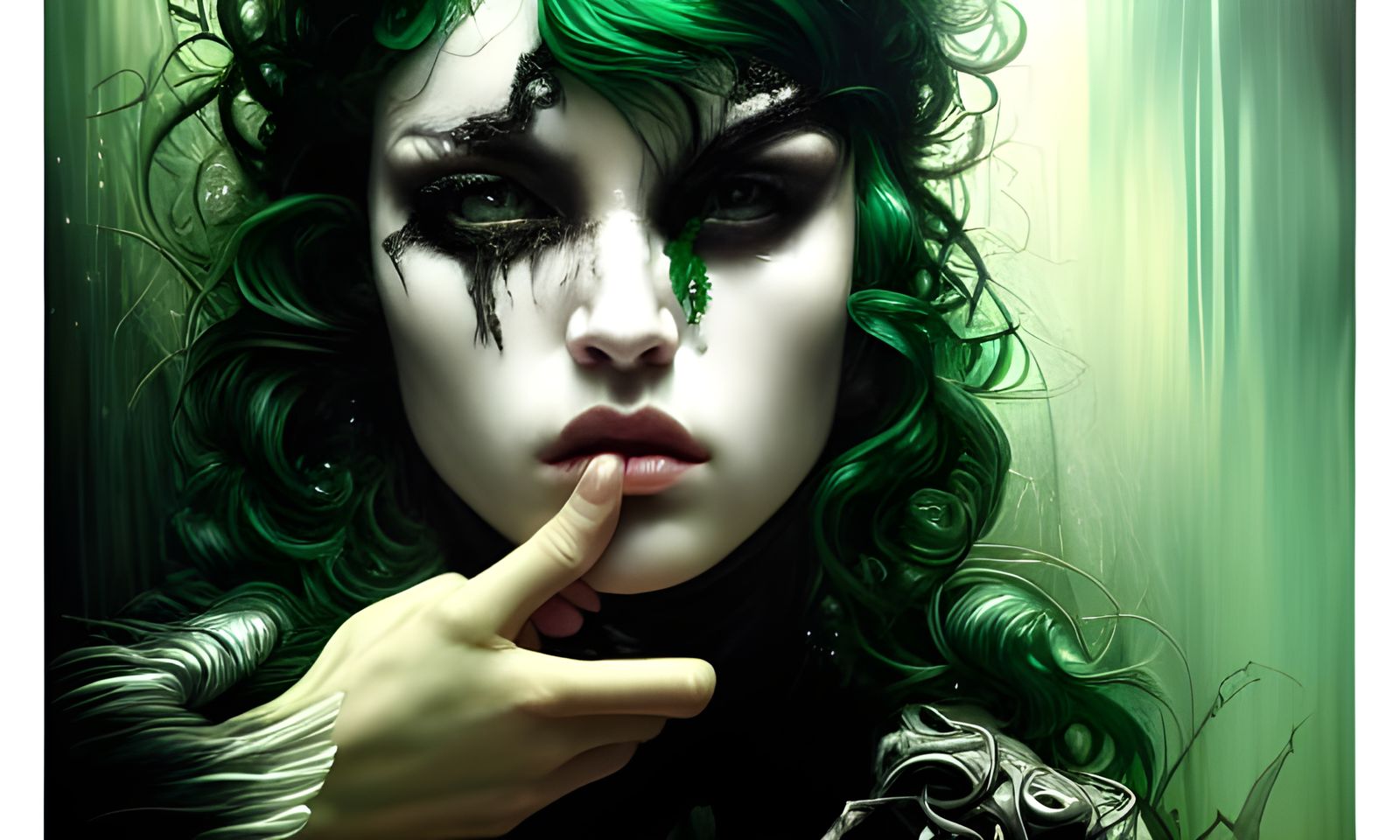 Intricate Scenic Image of Embracing Figures