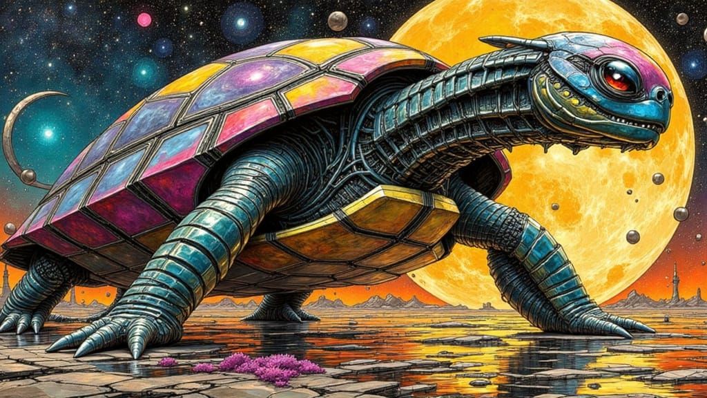 Cyberpunk Wizard in Majestic Negative Space