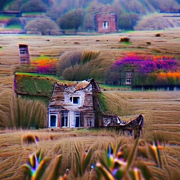 Abandoned House in Field