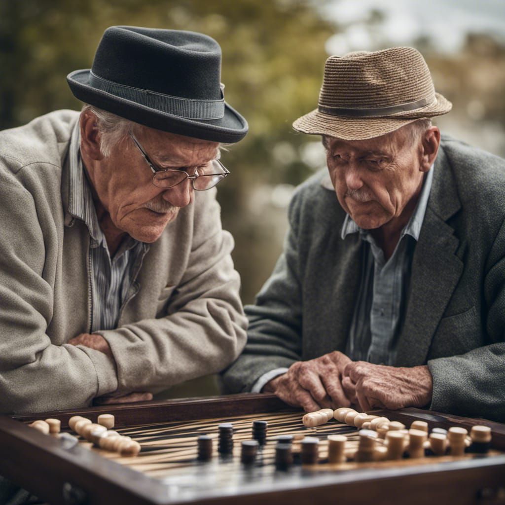 Men Play Backgammon Over Troubled Water