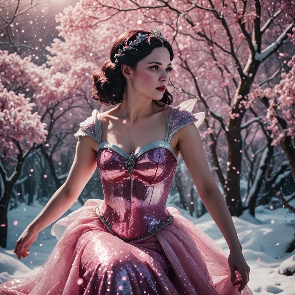 Snow White Space Mermaid with Pink Sparkles