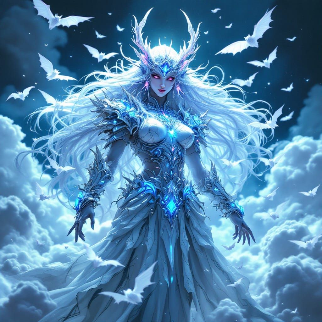 Goddess in White Armor: A Surreal Symbolist Vision