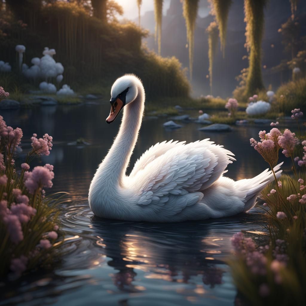 Fantastical Baby Swan Matte Painting