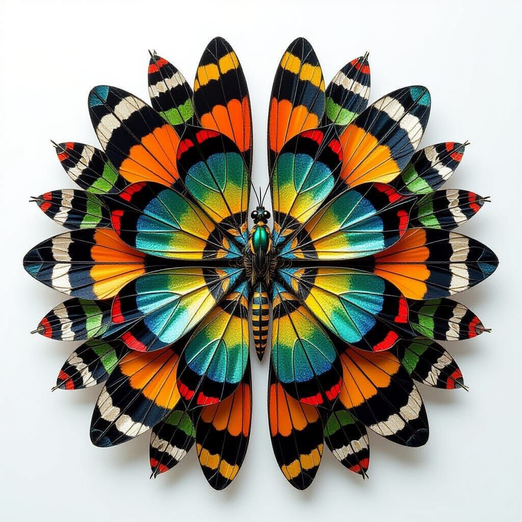 Intricate Insect Wings Form Symmetrical Kaleidoscope Design