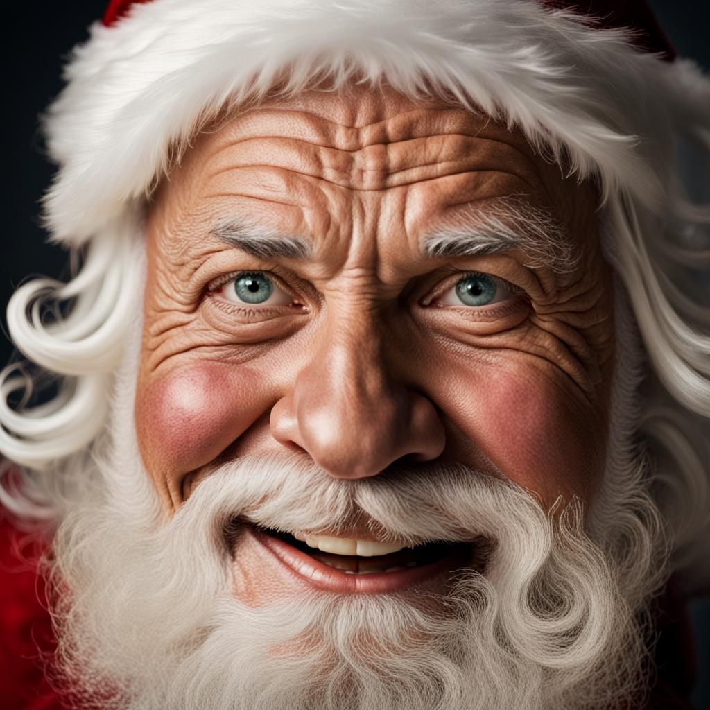 Smiling Santa Claus Portrait in Studio Lighting