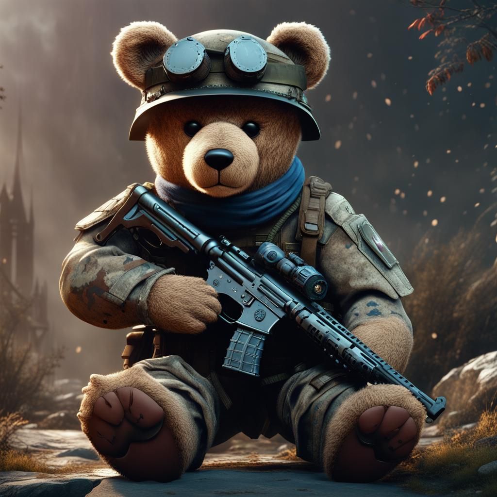 Soldier Teddy Bear Detailed Matte Painting
