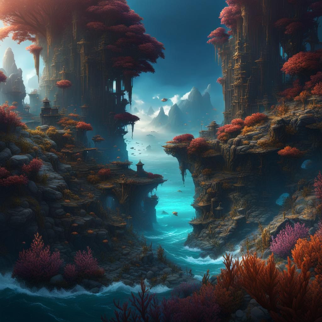 Fantastical Ocean Matte Painting in Deep Color