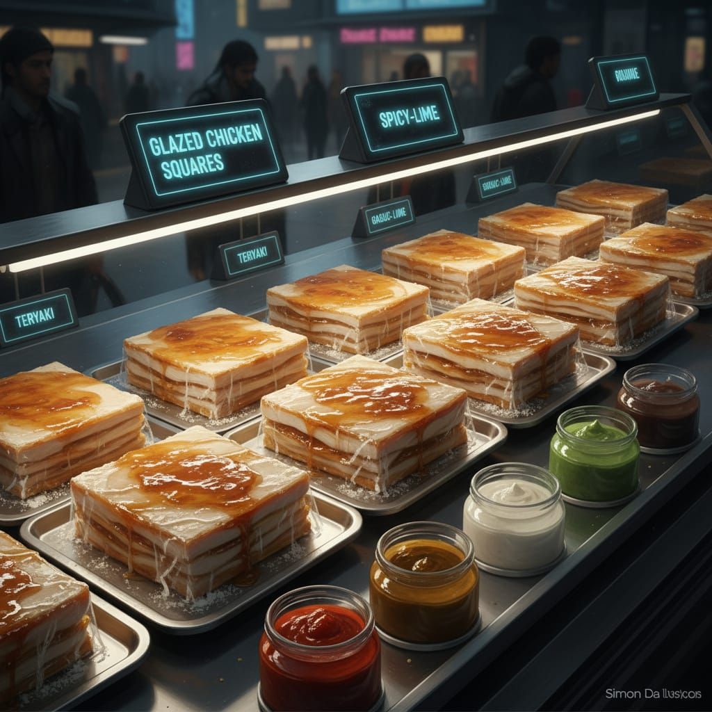 Thin Chicken Slices with Glaze, Deli Display