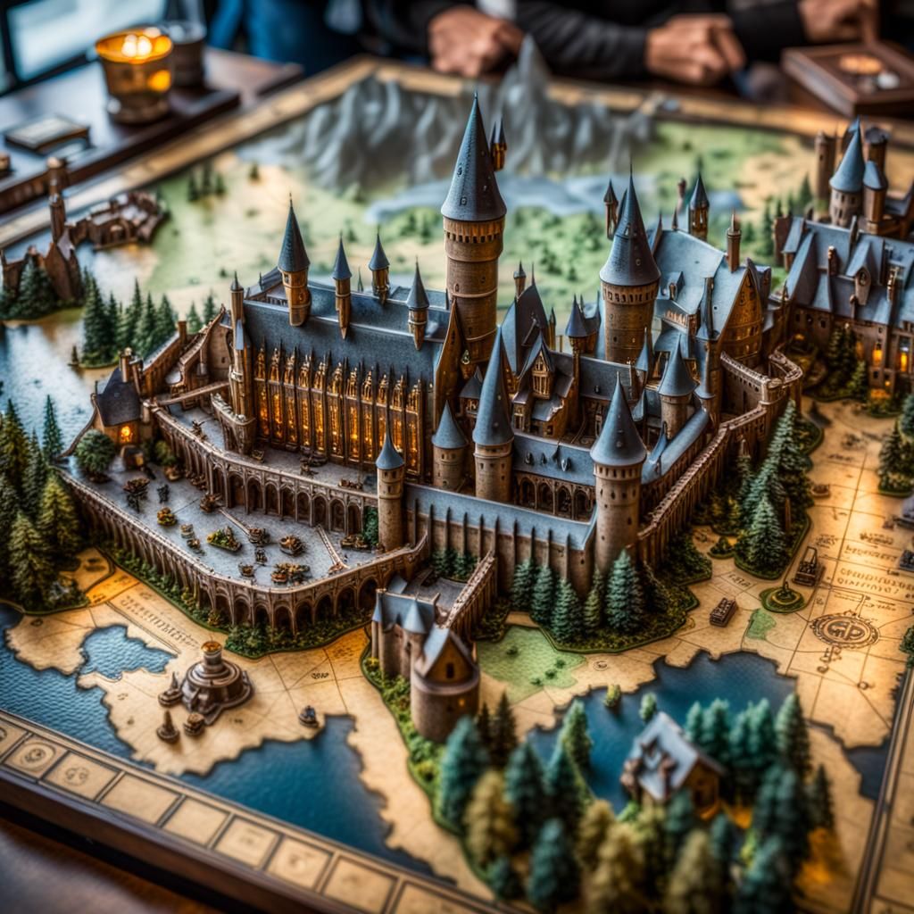 Hyperrealistic Hogwarts Map Board Game, Detailed Miniature