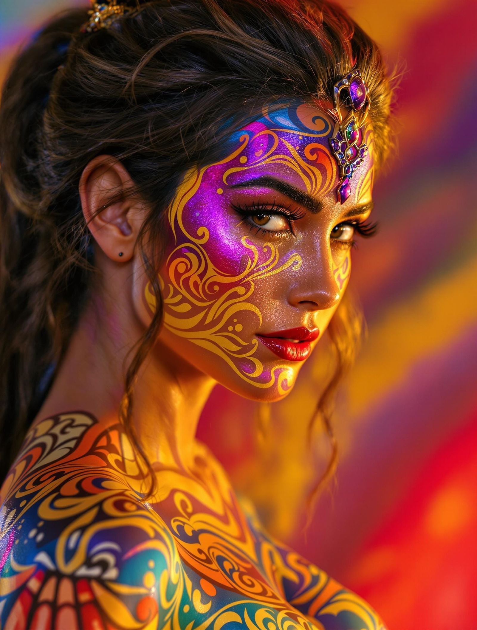 Greek Mythology Body Art in Hyperrealistic Style