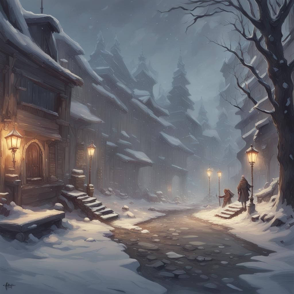 Fairytale Winter Landscape with Intricate Details