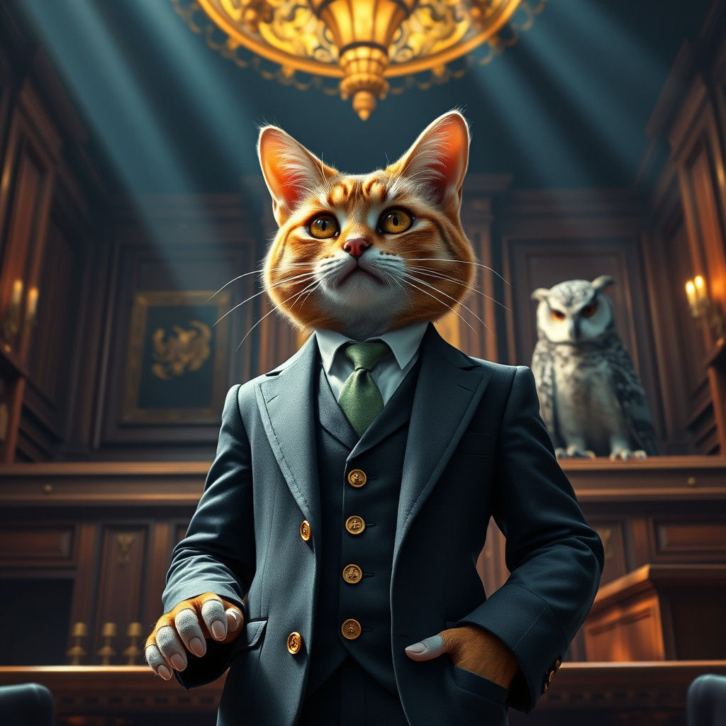 Feline Lawyer Argues Case in Courtroom