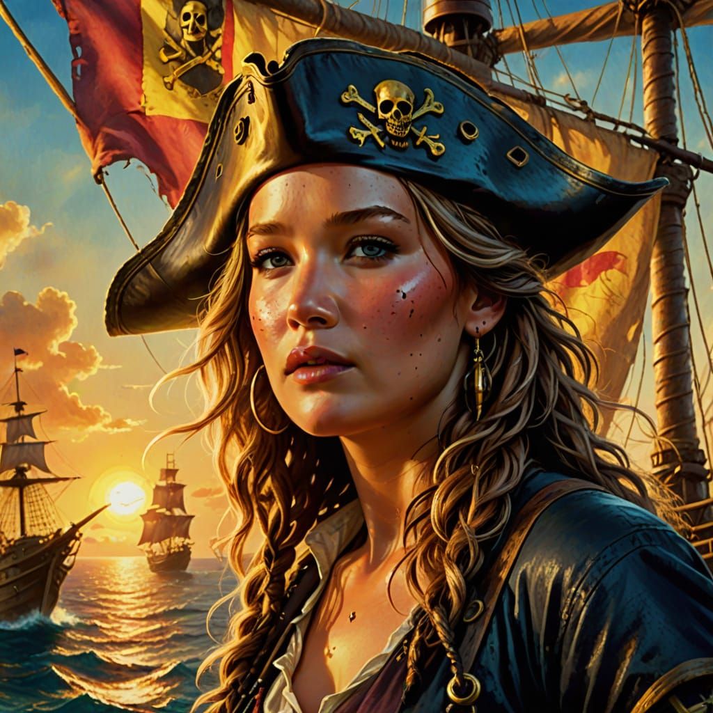Jennifer Lawrence as pirate woman