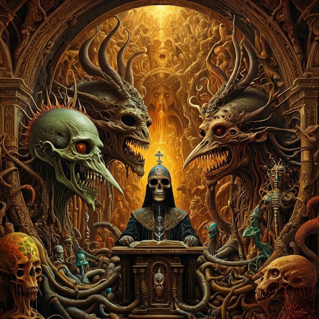 Surreal Vatican Fantasy Art Inspired by Rapp, Giger