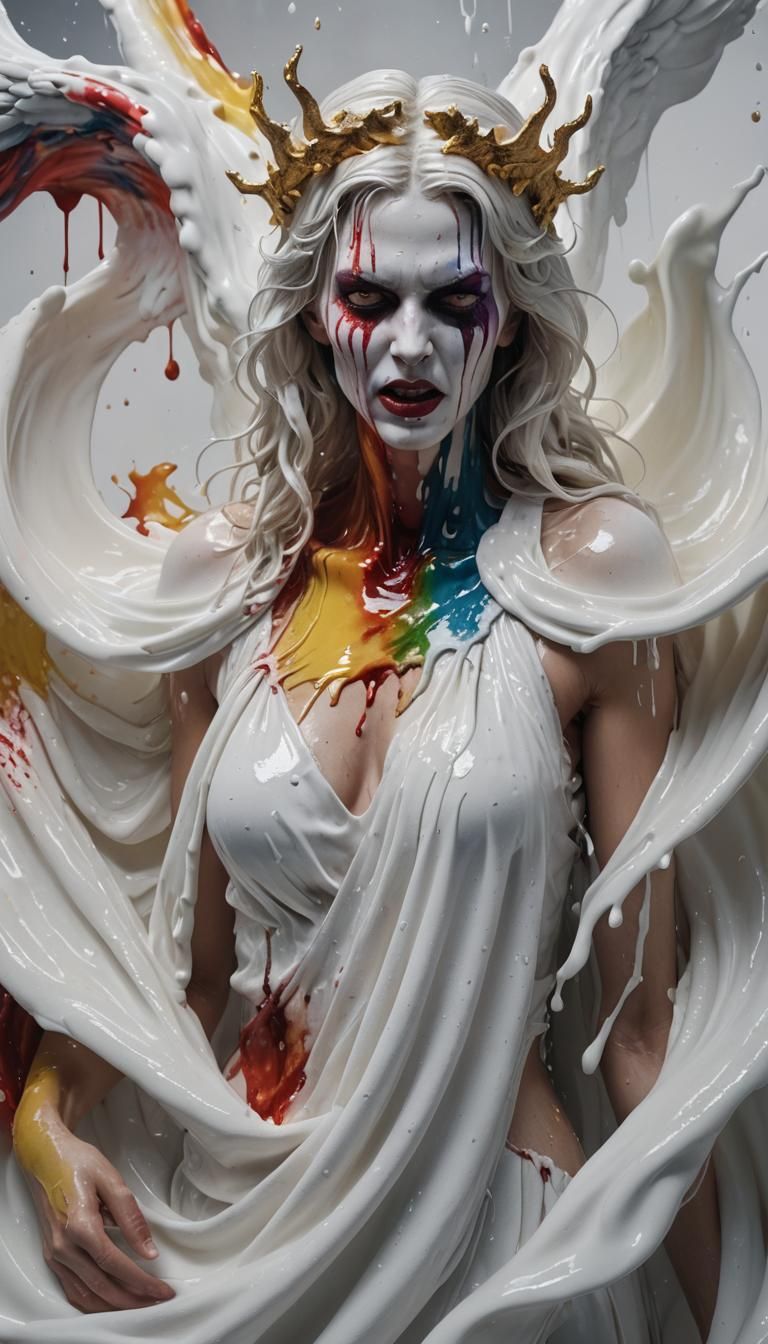 Demonic Angel Screaming in Milk: Psychedelic Digital Art
