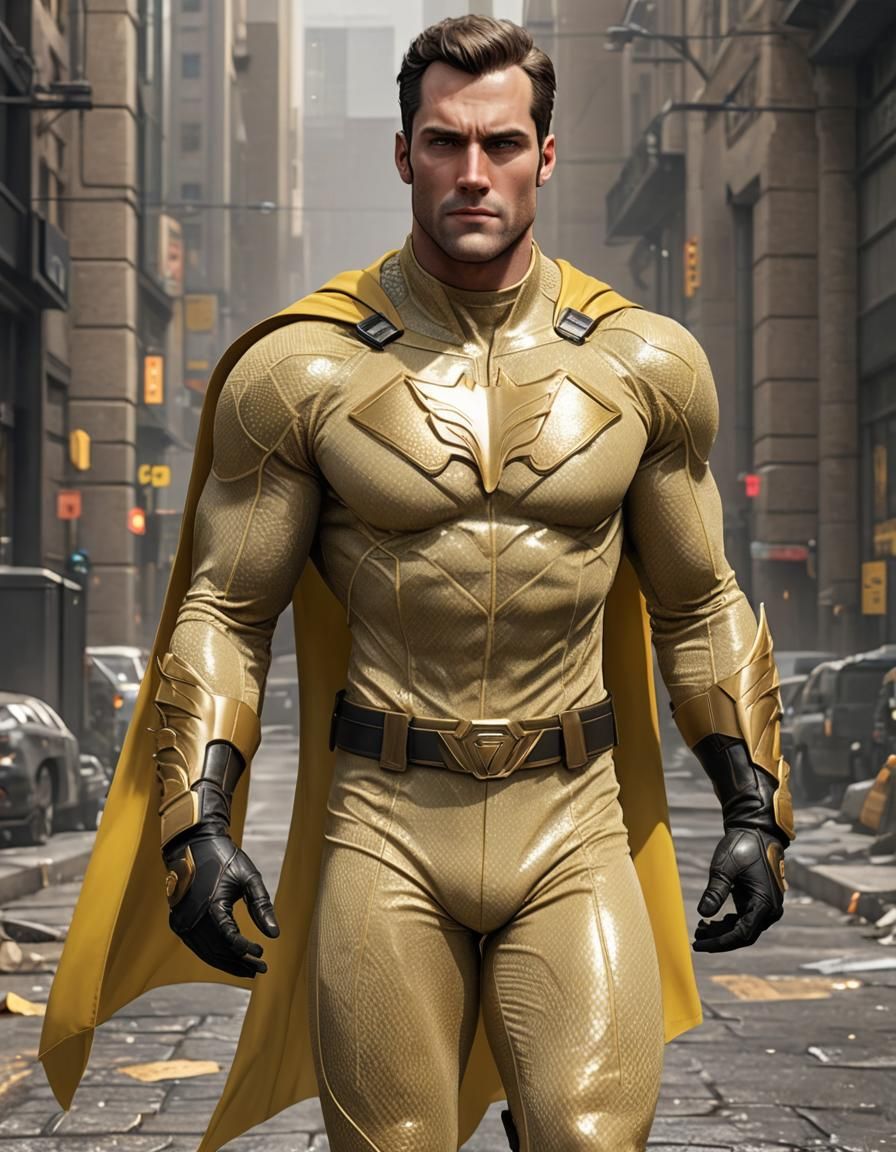 Photorealistic Male Superhero in Action at Headquarters