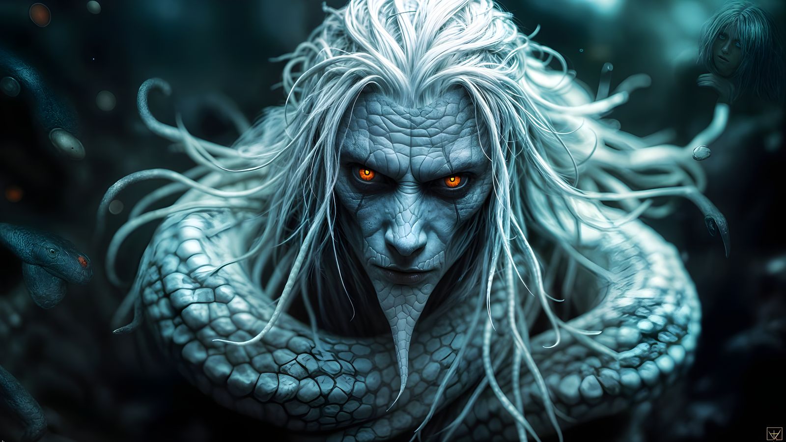 Attractive Albino Snake Hybrid Portrait in HDR