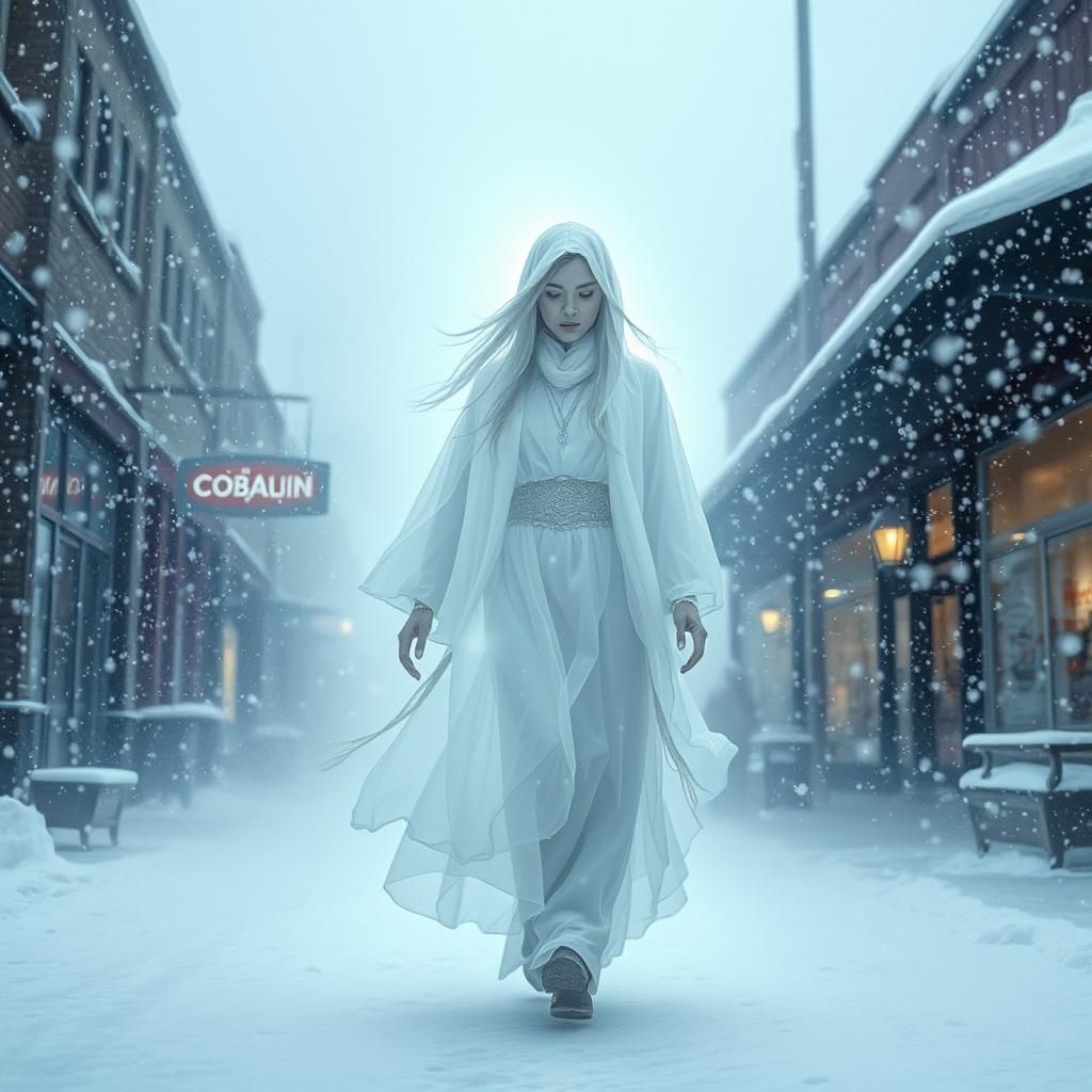Yuki Onna: Snow Spirit in Modern Blizzard