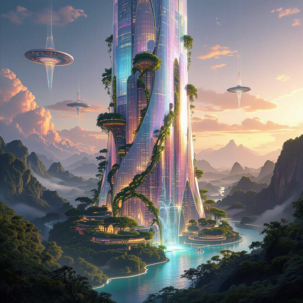 Eternity Palace on Venus: Sci-Fi Megastructure in Twilight
